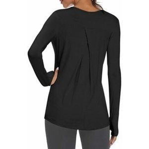 Mippo Long Sleeve Soft Workout/ Yoga Top- Black